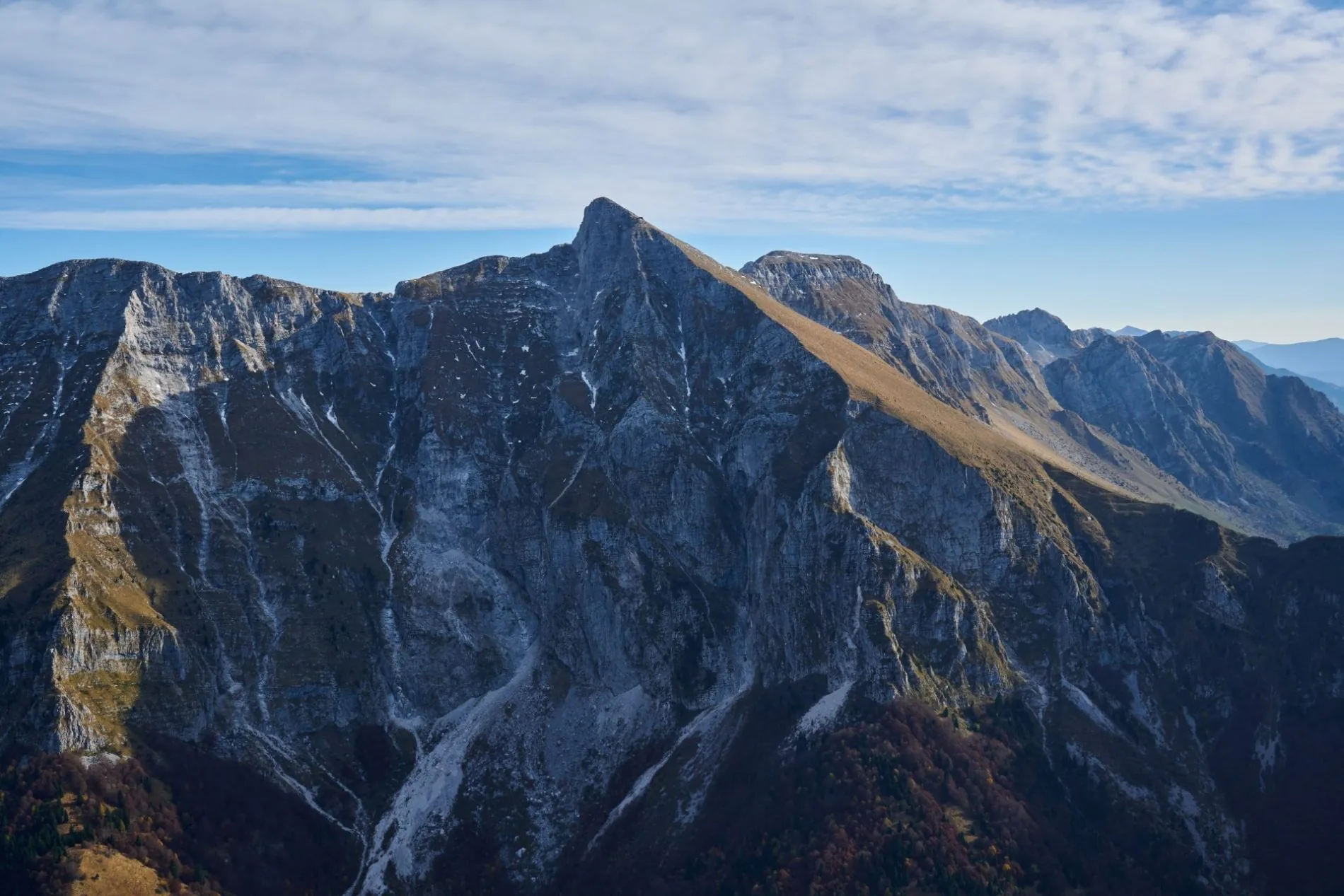 Mount Krn rising above Kobarid and the Soča Valley