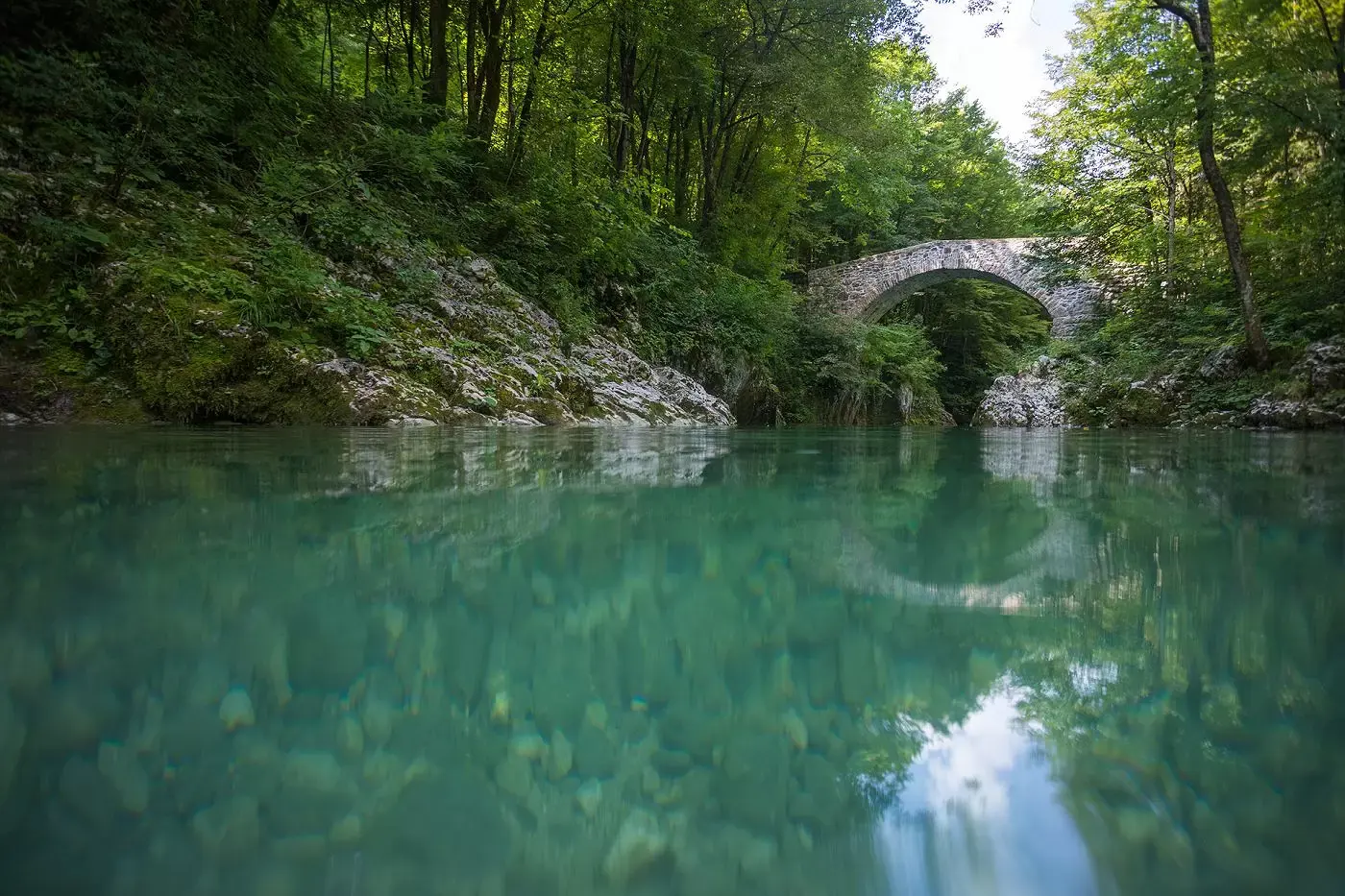 Nadiža River near Kobarid in Slovenia
